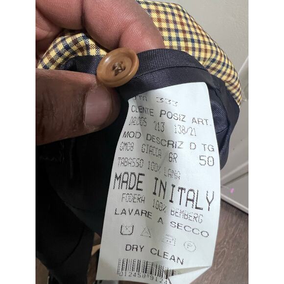 DALCOS Made in Italy 100% Wool Blazer Jacket Check Plaid Brown Navy 50R - Picture 6 of 14